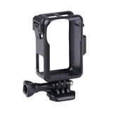 Für DJI Osmo Action 3, vertikaler Kunststoff-Schutzrahmenkäfig mit Cold Shoes, Kunststoff (schwarz)
